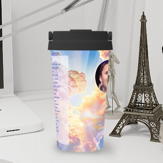 Charlie Kirk Memorial, Insulated Coffee Mug with Lid & Carry Handle (17oz)