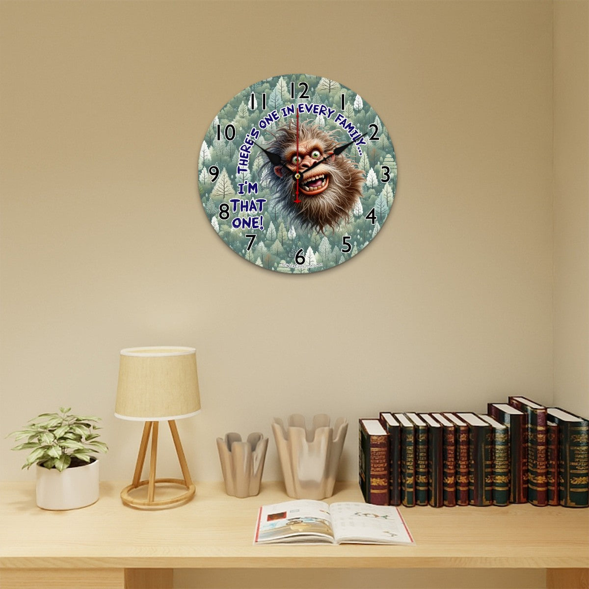 Sarcastic Sasquatch / Bigfoot Wooden Wall Clock