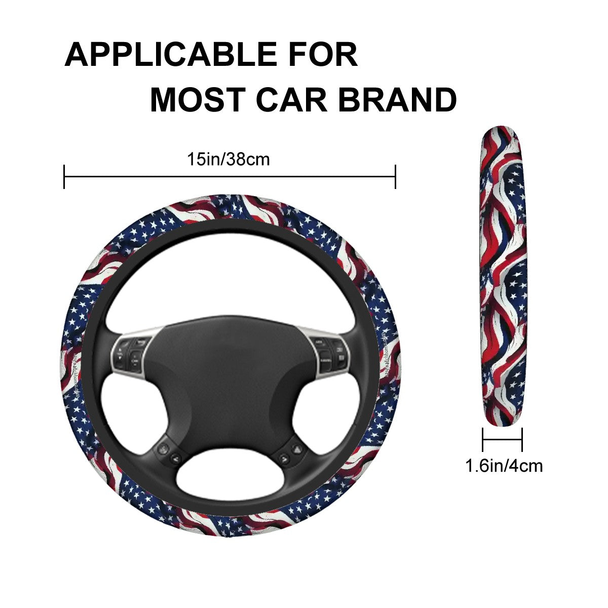 American Flag, Rugged Auto Steering Wheel Cover - 15"
