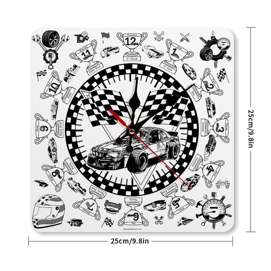 Racecar Themed Square Wall Clock