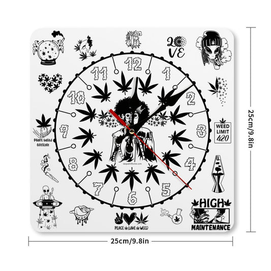 Marijuana Themed, Square Wall Clock