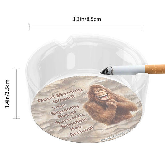 3 .3" Round, Lead Free Glass Ashtray - Bigfoot, Sasquatch