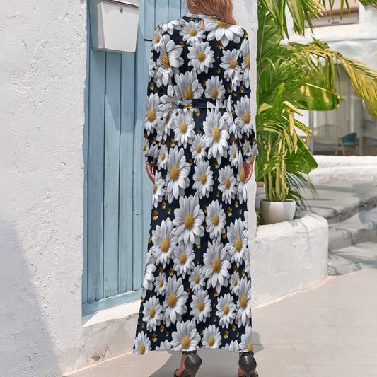 Daisies - Women’s Polyester Turtle Neck Long Dress