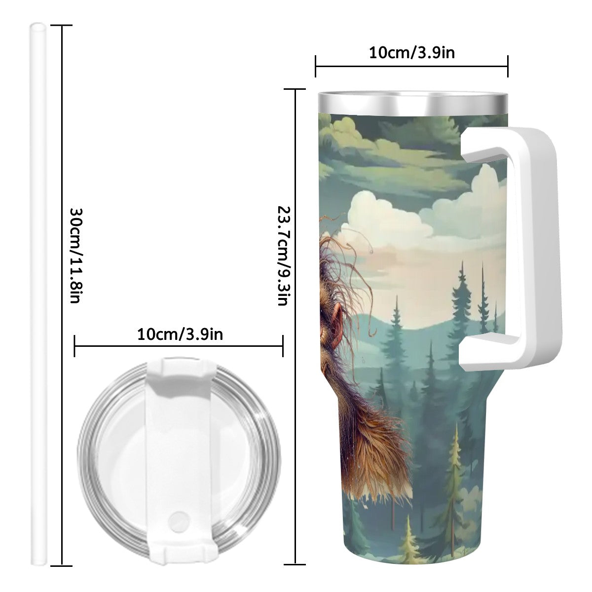 “Sarcastic Sasquatch” Series, “If you find me offensive”, 40 oz Travel Coffee Mug with a Straw