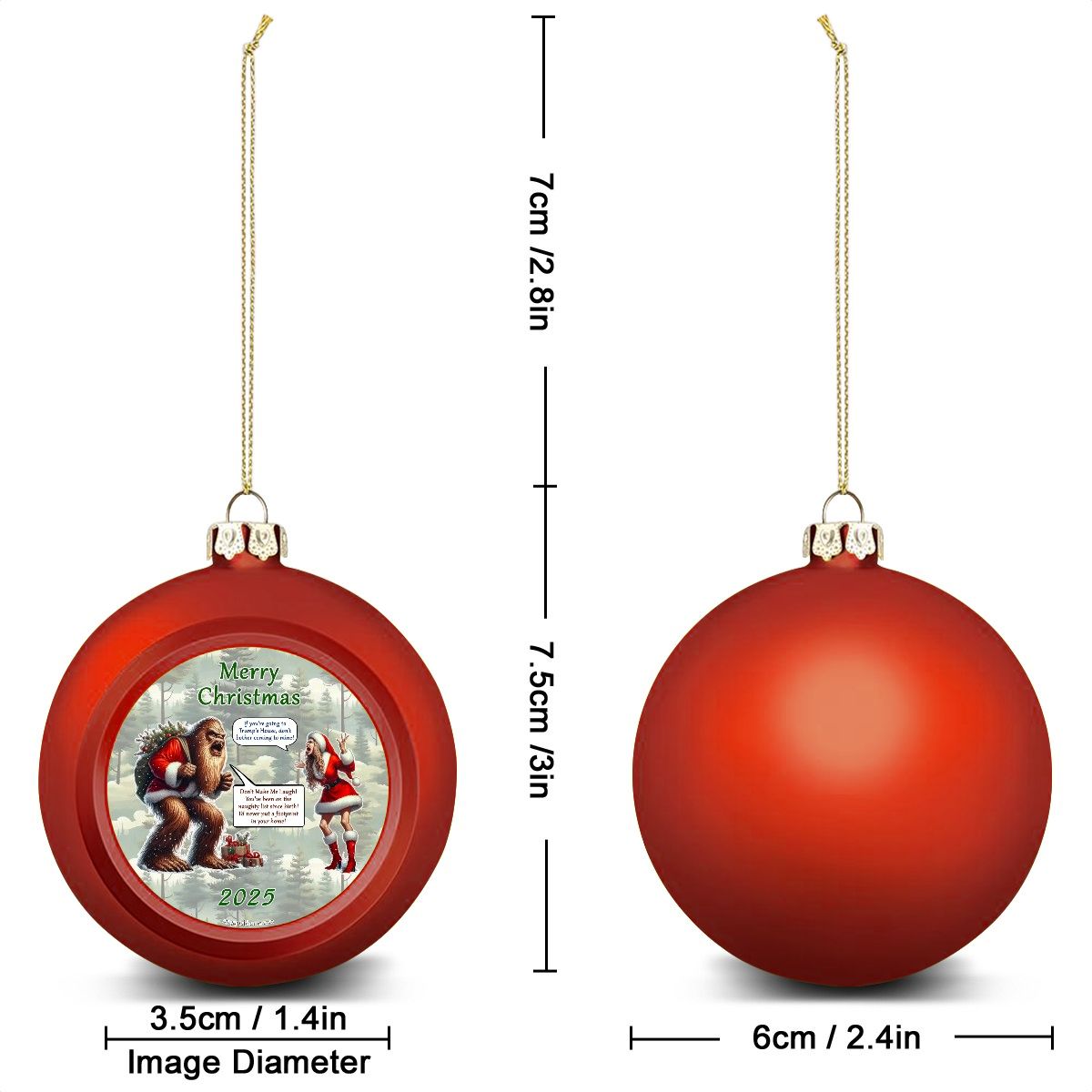 Sasquatch argue Woman, Christmas Ball Ornament, Tree Decoration, Holiday Décor