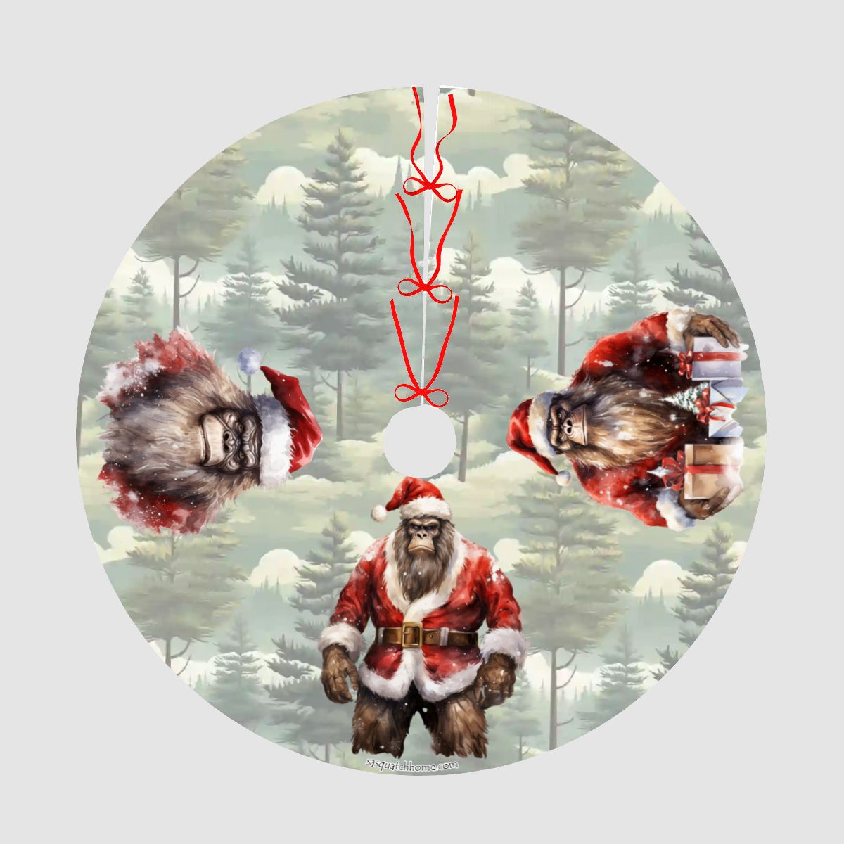 Traditional Sasquatch Bigfoot, Plush Christmas Tree Skirt – 3 Sizes