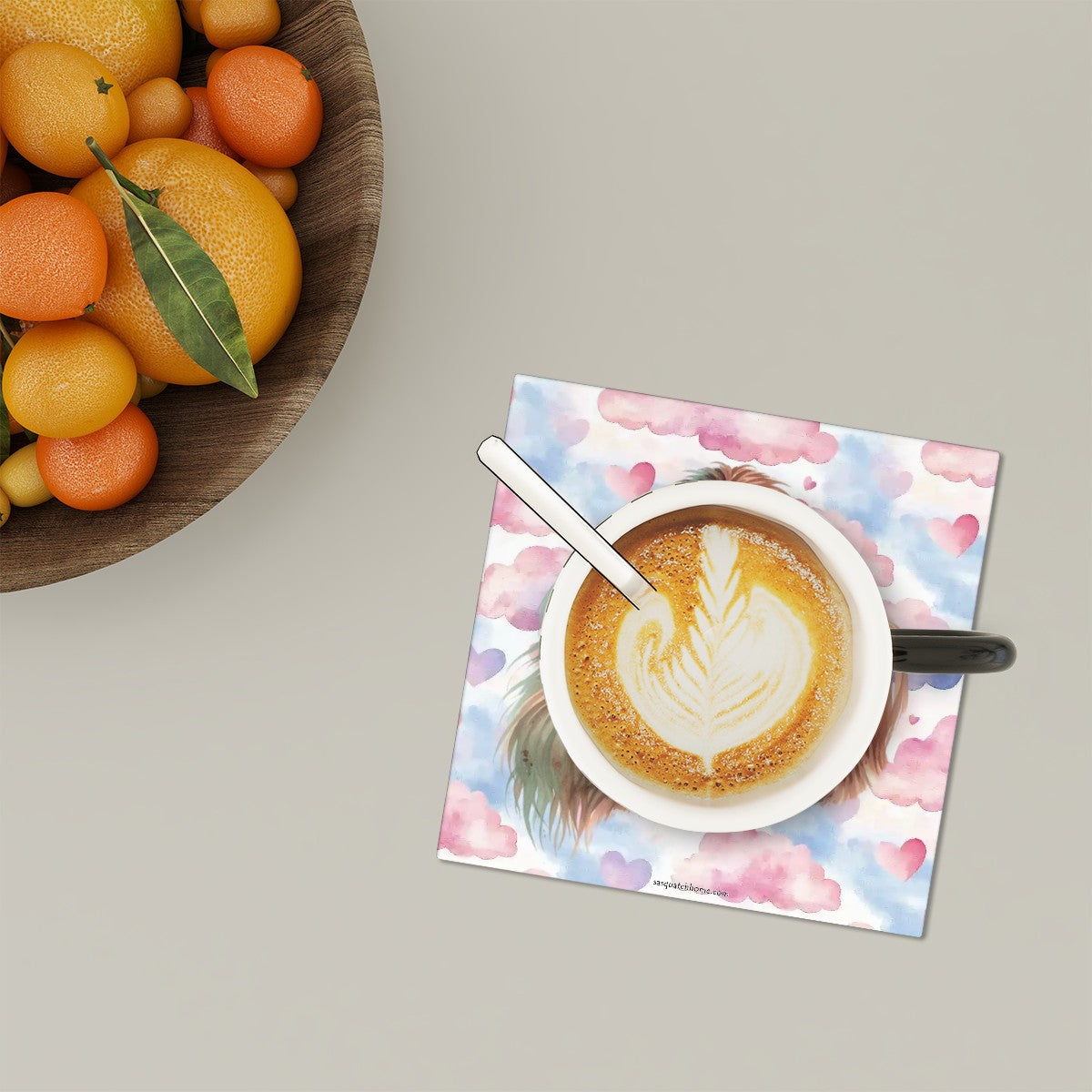 Bigfoot / Sasquatch Love, 6 Ceramic Coasters w metal stand