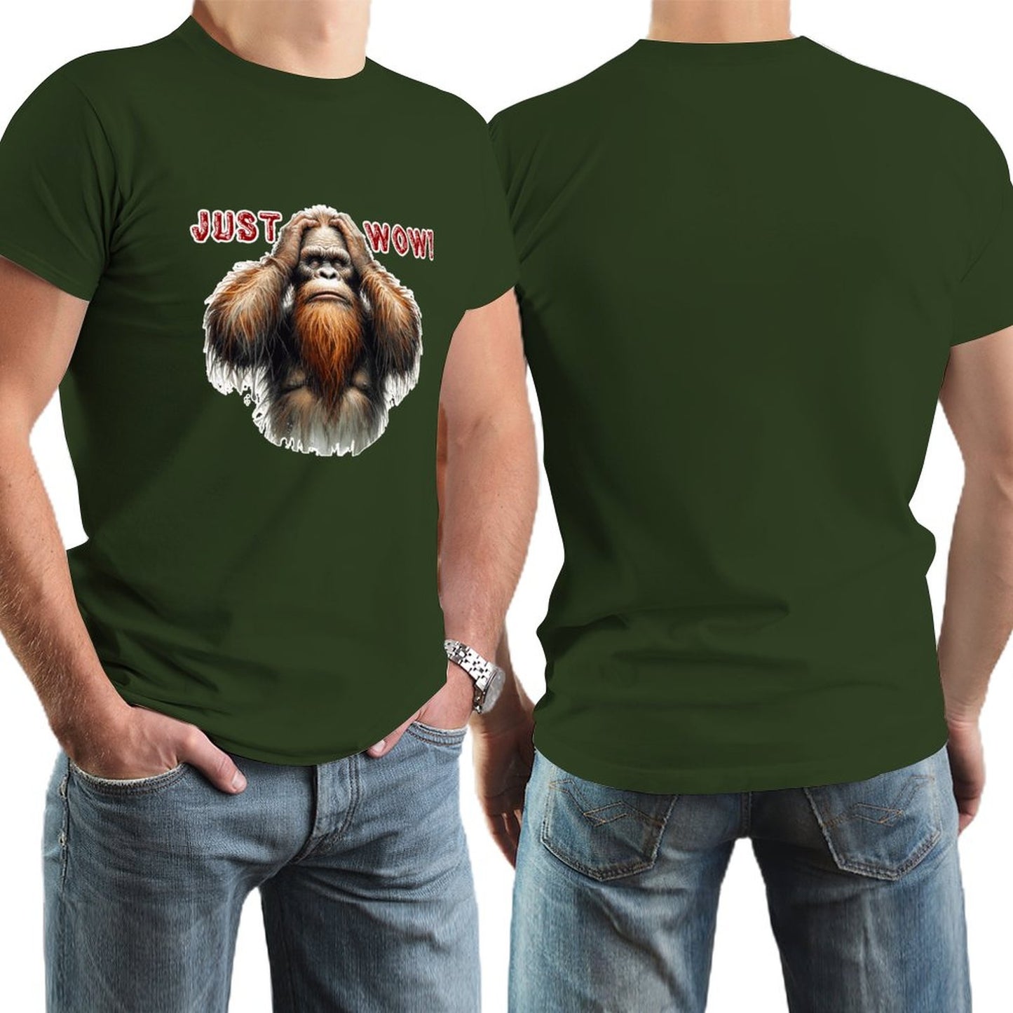 Sasquatch / Bigfoot "just Wow", Cotton Short Sleeve T-shirt