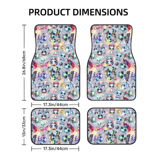 6 Alien Designs, 4 Piece Auto Floor Mats