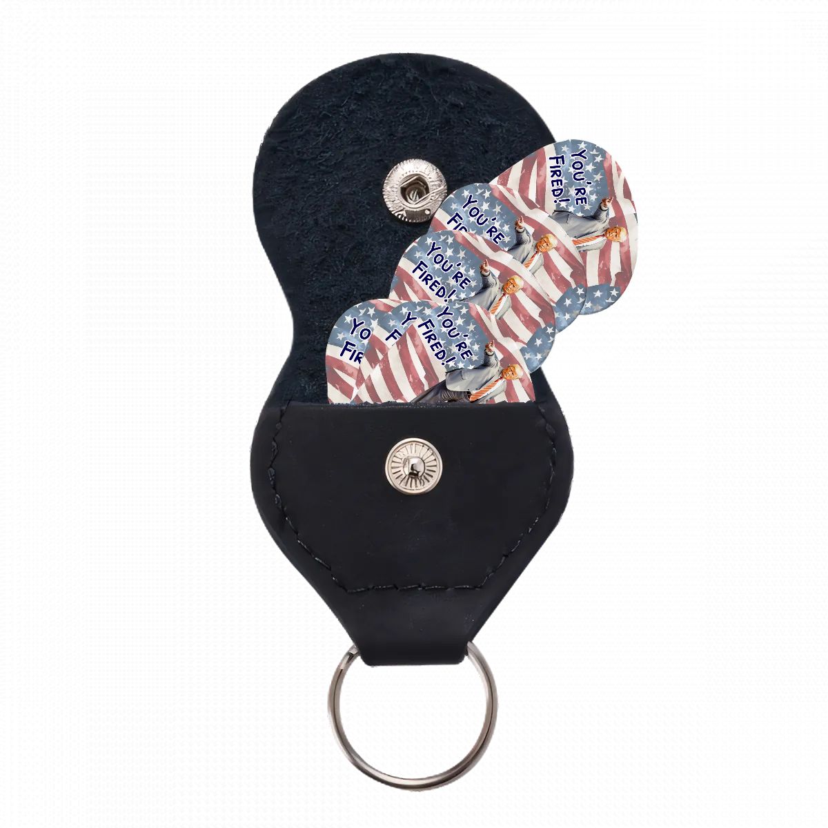 6 Guitar Picks with Keychain Snap Case- Donald Trump, "You're fired" – 3 Thicknesses