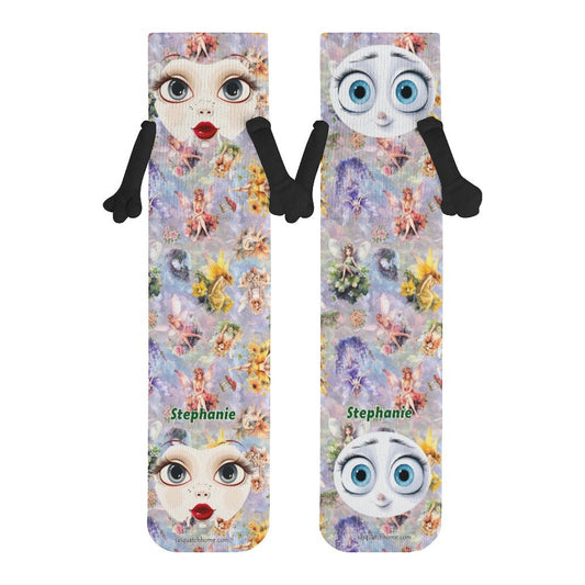 Girl Faces, Magnetic Holding Hands Funny Socks – PERSONALIZE FREE