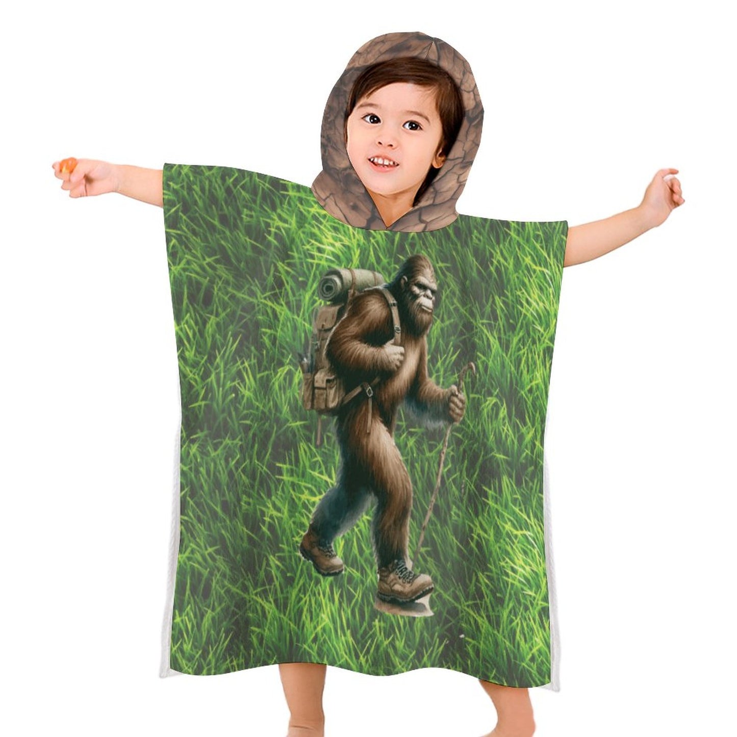 Sasquatch, Bigfoot Sports, Hooded Terry Cloth Pullover Towel for Kids, Children