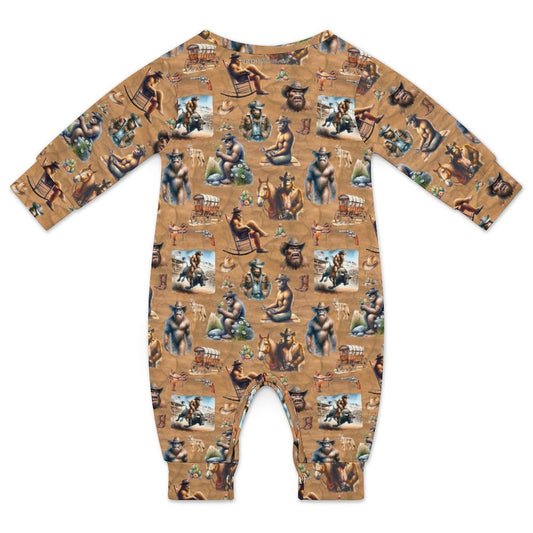 16 Sasquatch Designs, Long Sleeve Baby / Toddler Romper, Faux Cotton