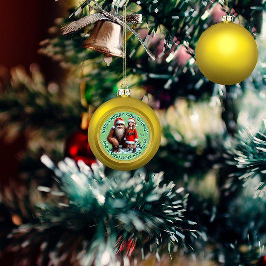 Bigfoot Sasquatch Santa, "Have a Merry Squatchmas..", Christmas Ball Ornaments