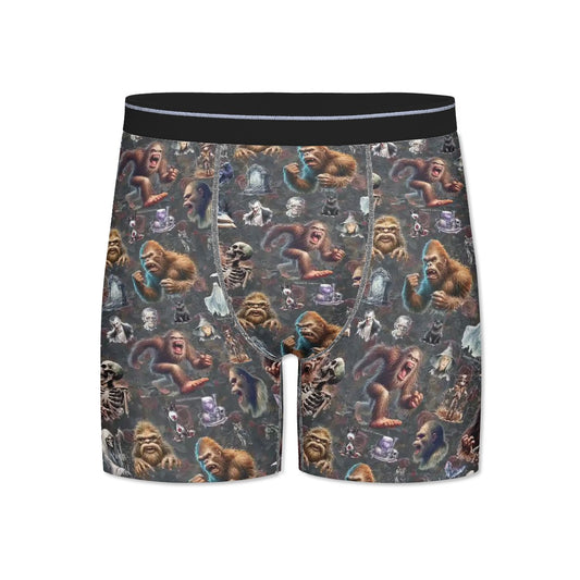 Sasquatch / Bigfoot Themed Men's Silky Polyester Extended Boxer Briefs Underwear
