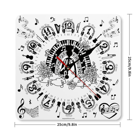 Music Themed, Square Wall Clock