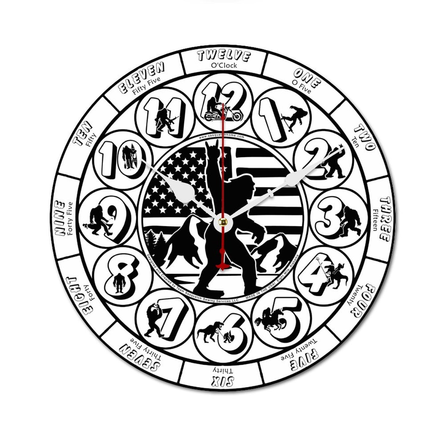 Bigfoot / Sasquatch Themed Wooden Wall Clock