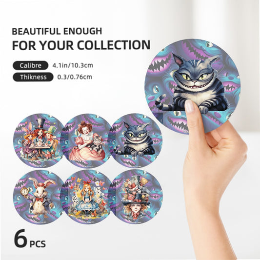 Alice in Wonderland, 6 Ceramic Coasters w metal stand