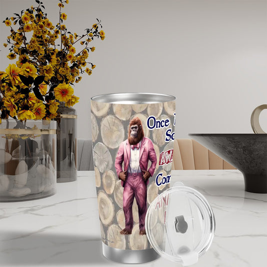 Sasquatch "Once in a while", Themed 40 oz Travel Coffee Mug with a Straw