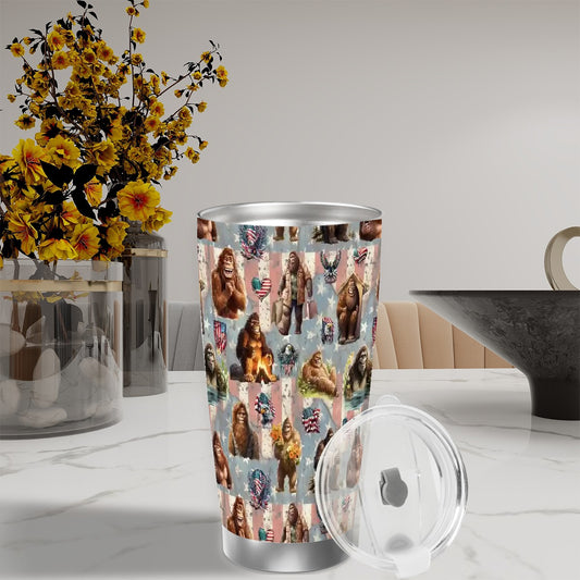Bigfoot / Sasquatch Themed 20 oz Travel Coffee Mug w/ Straw & Brush Options
