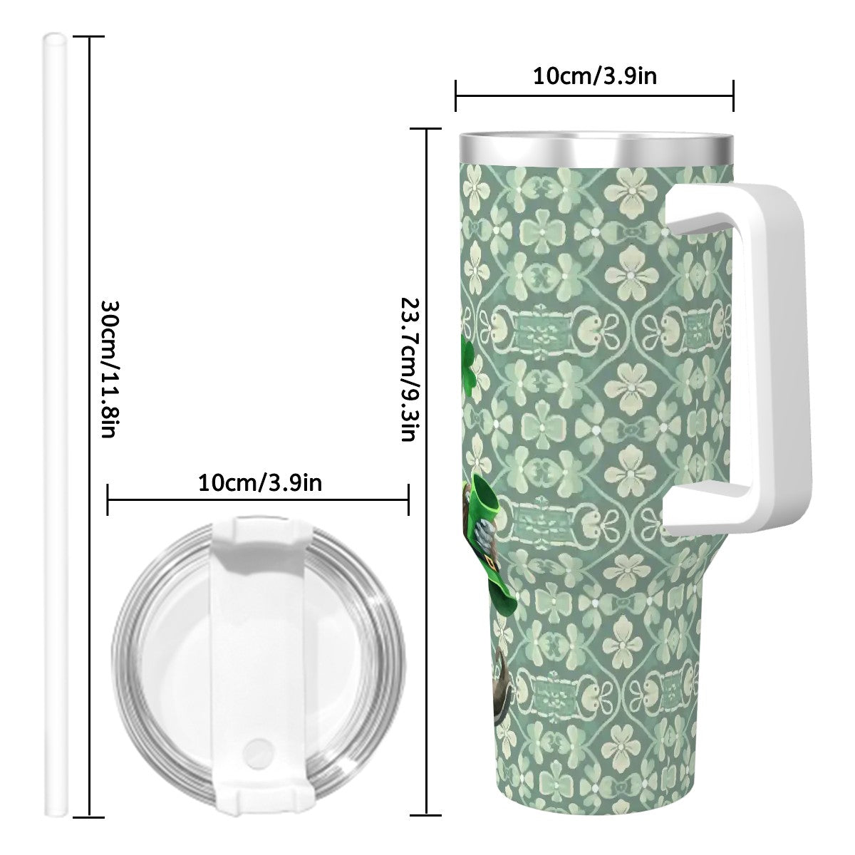 Bigfoot Sasquatch St Patrick 40 oz Stainless Steel Travel Coffee Mug with a Straw