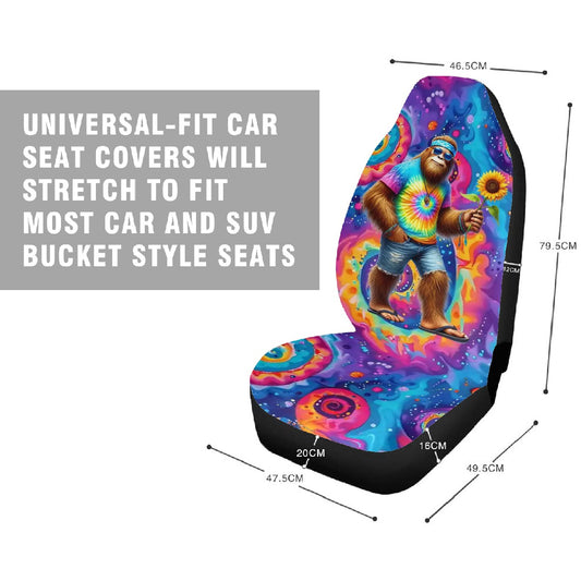 Hippie Sasquatch / Bigfoot, Car Seat Covers, Full 7 Piece Set