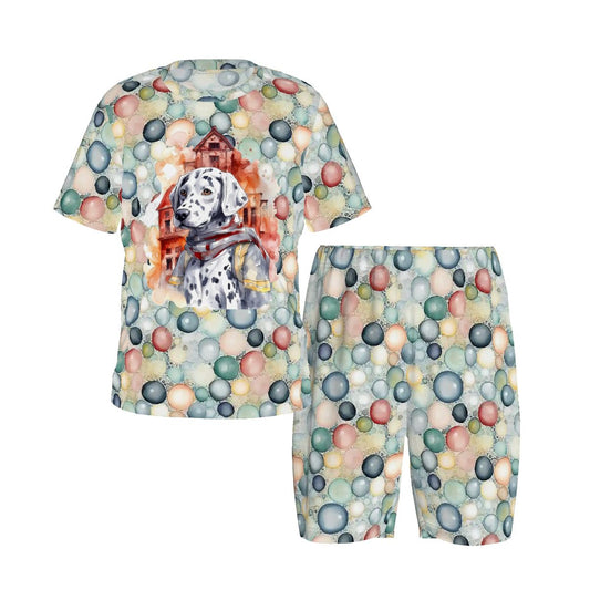 Children’s 2 Piece Short Pajama Set, Dalmatian Fire Dog
