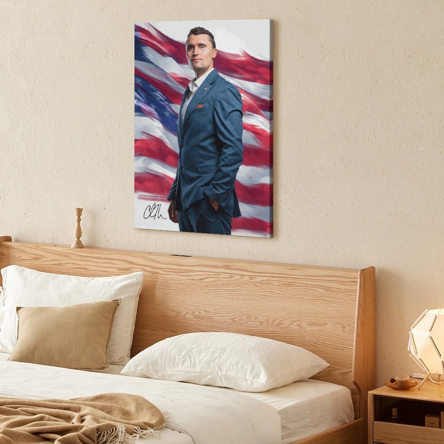 Charlie Kirk Framed Canvas Wooden Frame Wall Art Print - 2 Sizes
