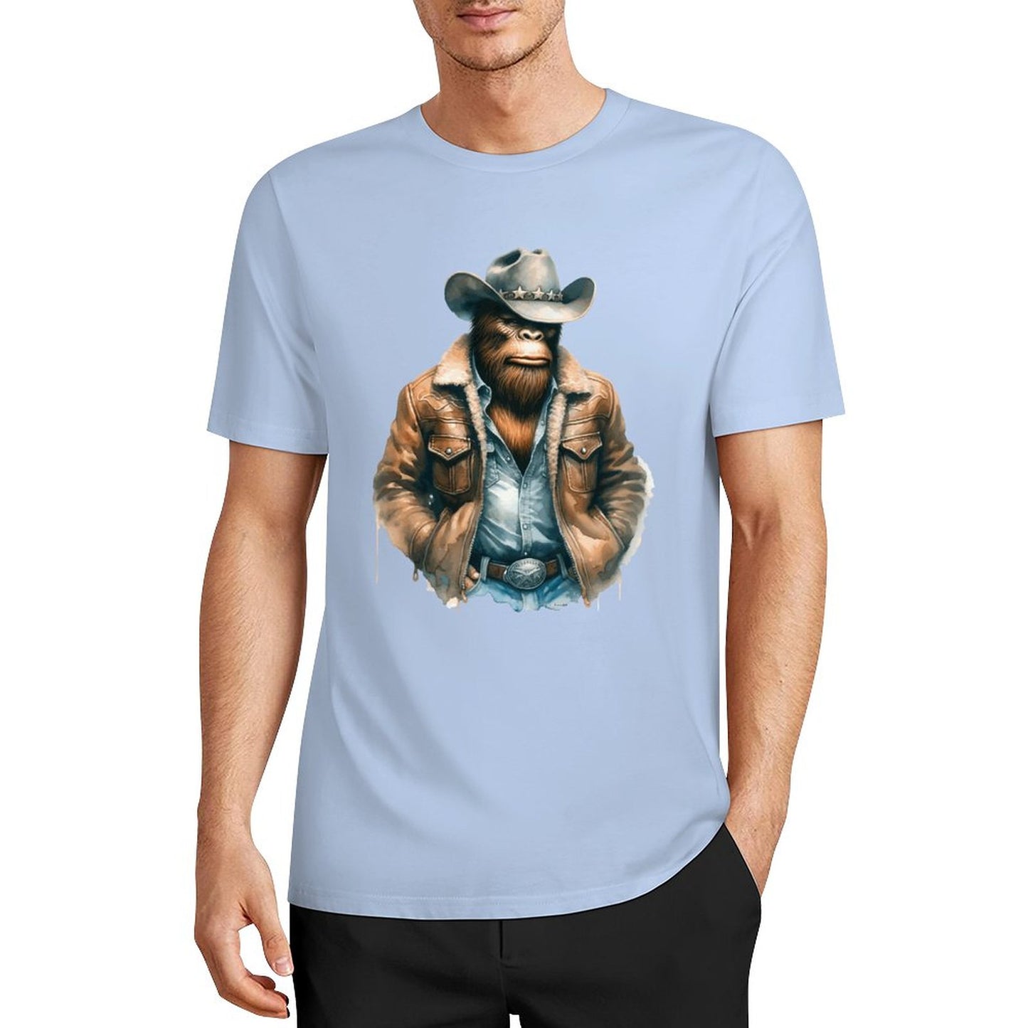 Bigfoot - Sasquatch Cowboy Short Sleeve Cotton T-Shirt