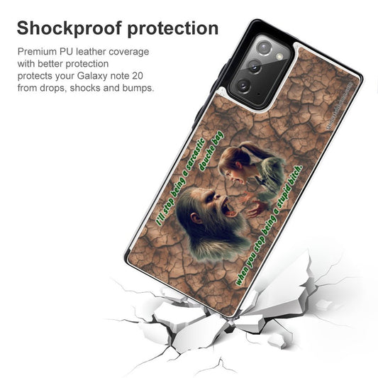 "I'll stop being a douche bag...." Bigfoot, Sasquatch, Samsung Note20 Flip Phone Case, Wallet