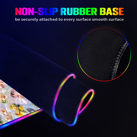 6 Fairy Designs, Wireless Charging Gaming Mouse Pads / Mat With Lights - 2 Sizes