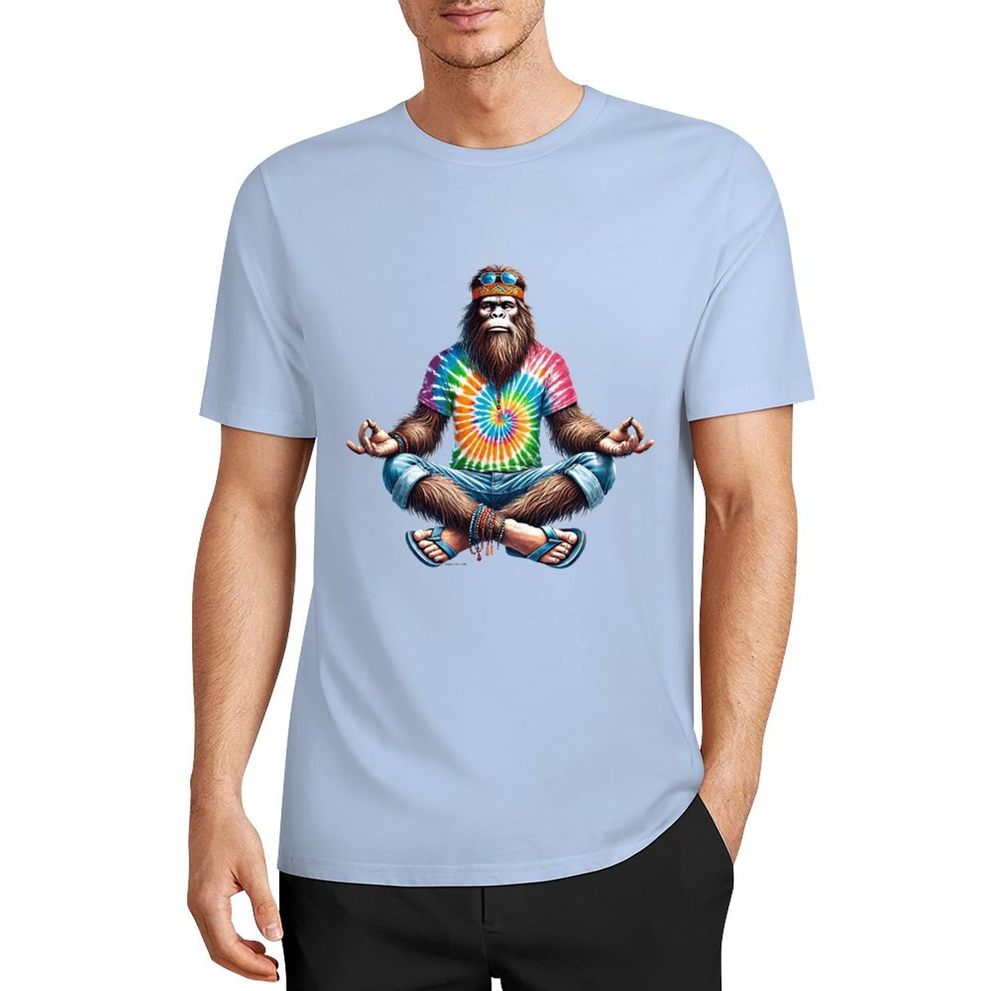 Bigfoot - Sasquatch Hippie Yoga Short Sleeve Cotton T-Shirt