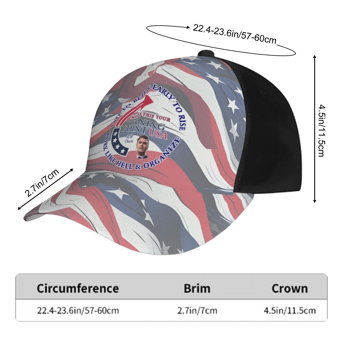 Charlie Kirk Baseball Cap, Polyester Twill