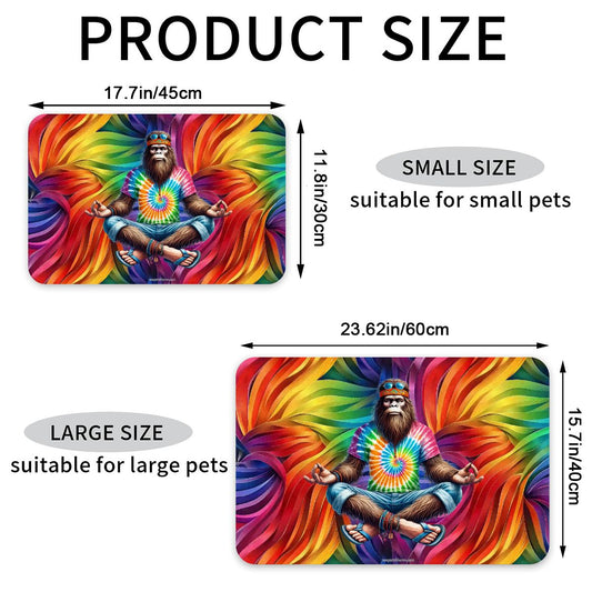 Zen Bigfoot / Sasquatch, Yoga, Waterproof Pet Food Mat