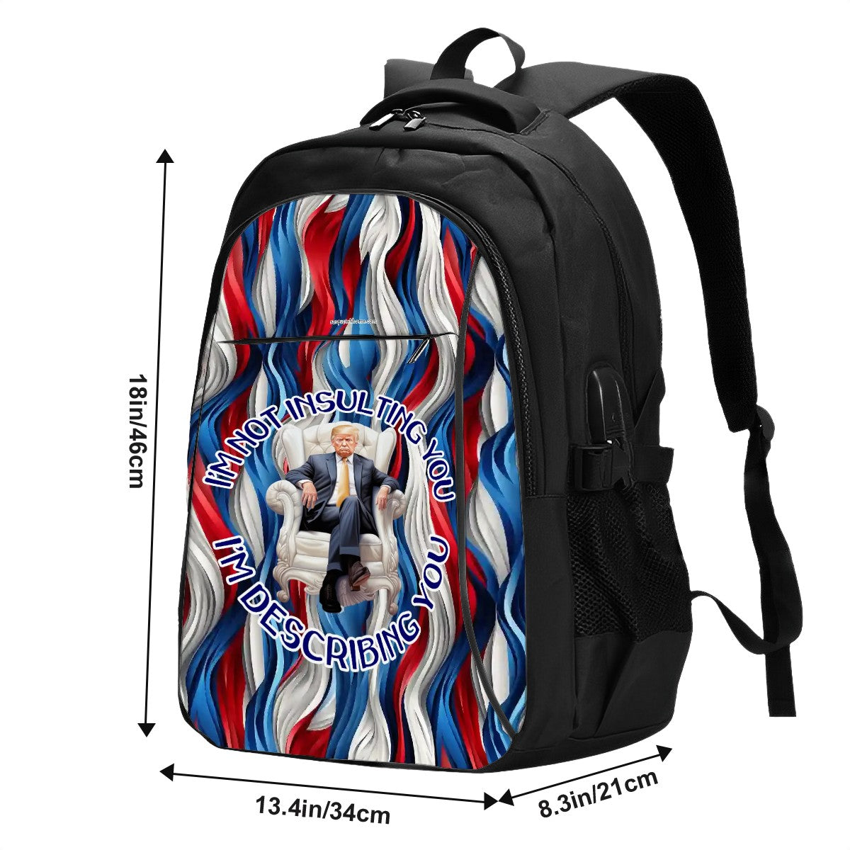 Donald Trump "I'm not judging.." Large Capacity, Oxford Travel, Laptop Bag with USB Charger