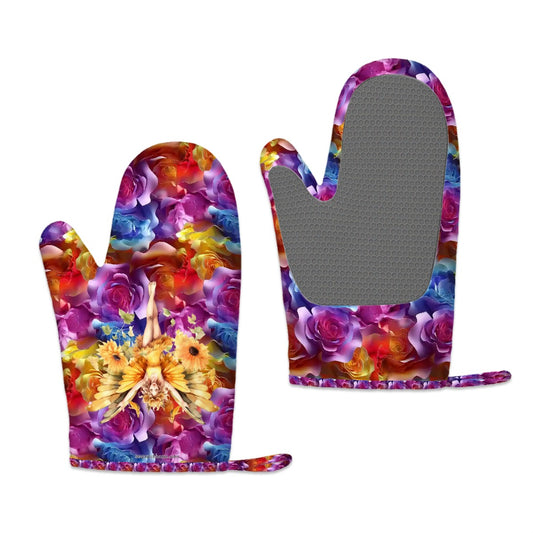 Set of 2 Silicone Heat Resistant Oven Mitts - Rainbow Fairy