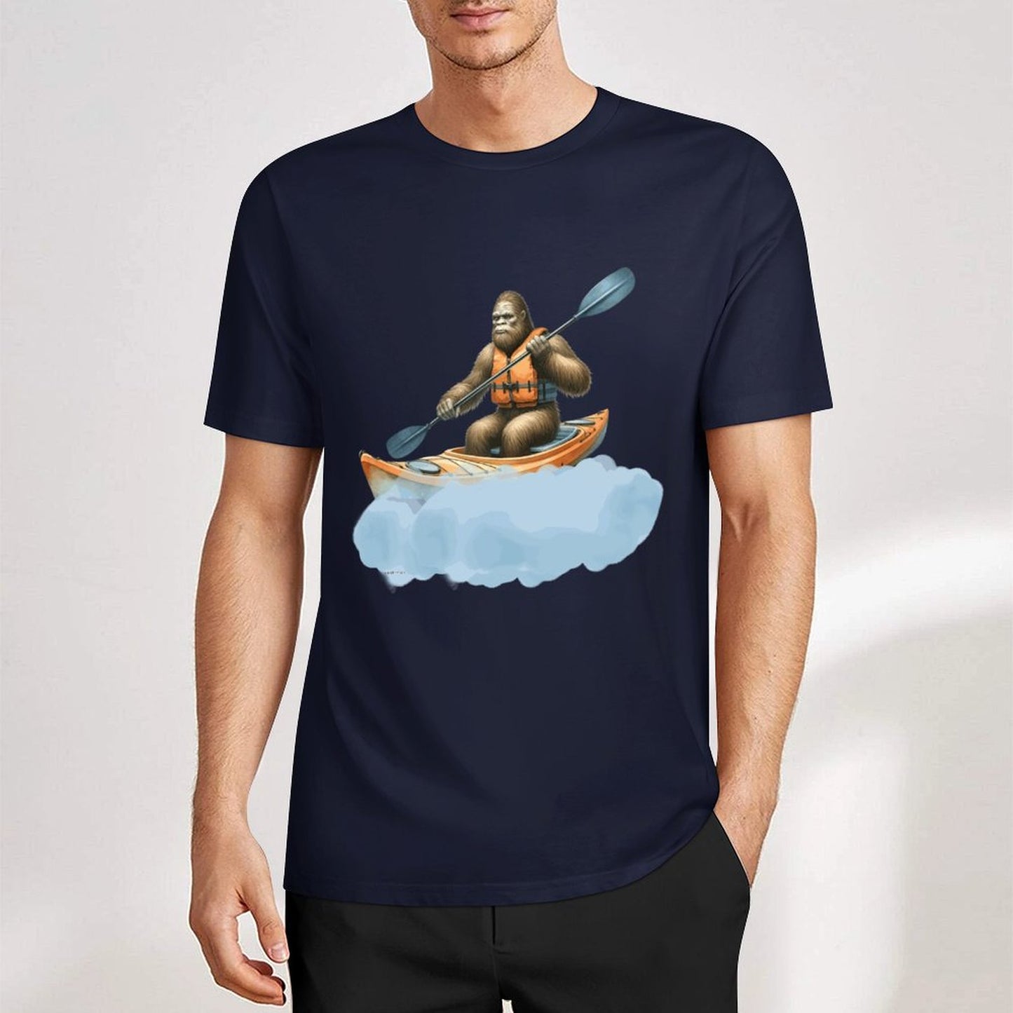 Bigfoot - Sasquatch Kayaking Short Sleeve Cotton T-Shirt