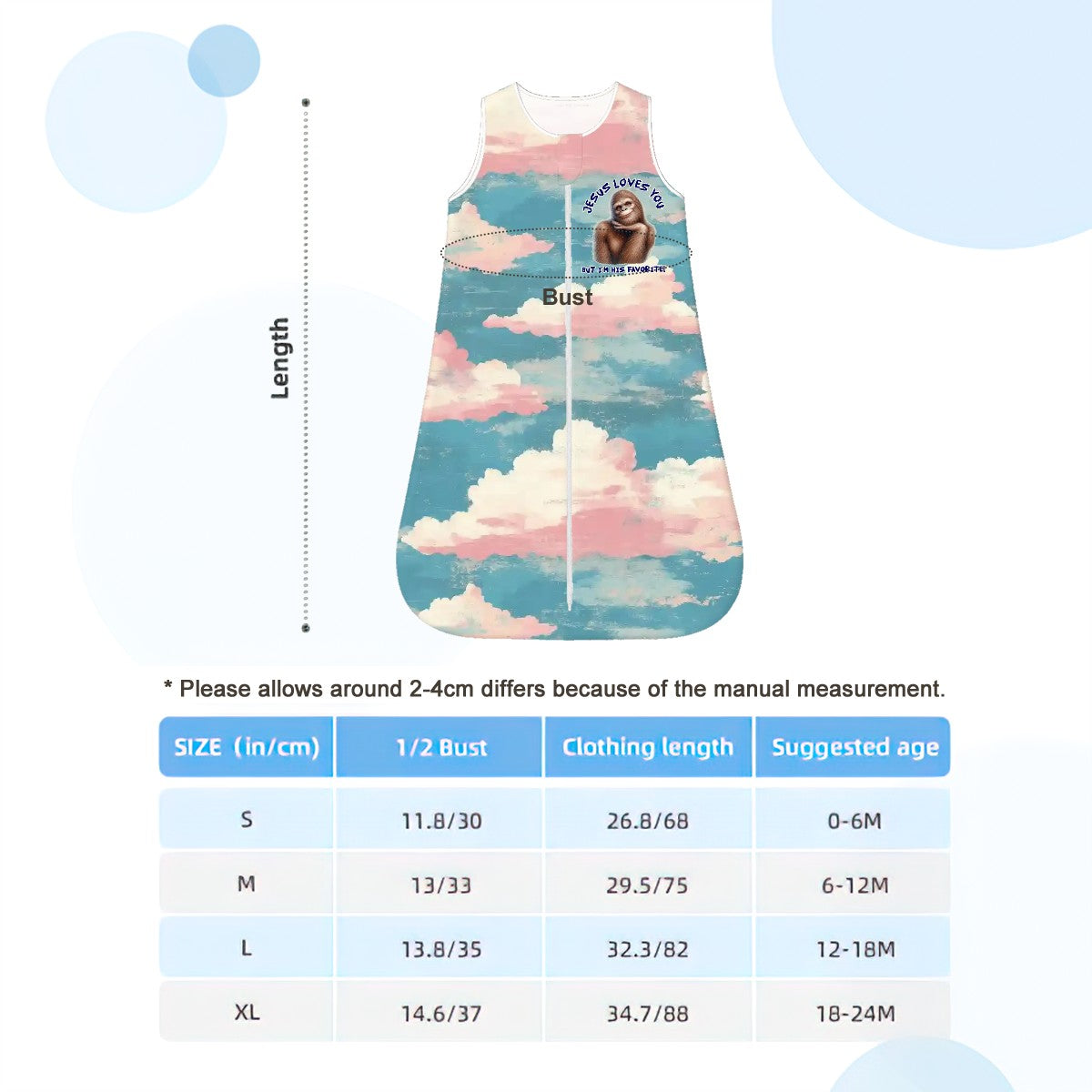 Bigfoot / Sasquatch "Jesus Loves You..", Sleeveless Baby Sleep Sack