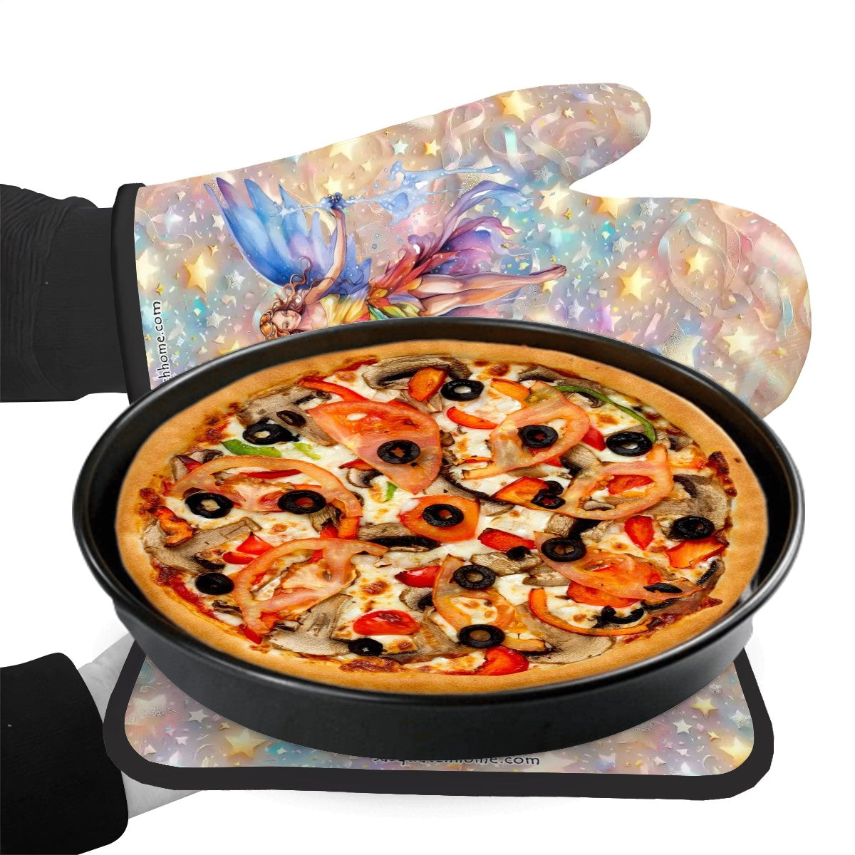 Set of 2 Oven Mitt and Pot Holder - Fairy