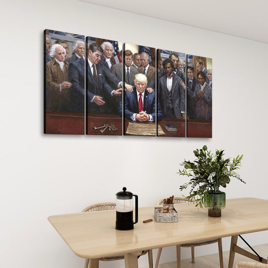 Donald Trump inauguration Past Presidents, 5 Panels Canvas Prints Wall Art