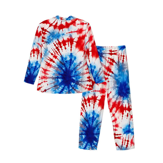 Long Sleeved Pajamas for Men Set - Tie Dye Designs, hippie dippy, tie dye pajamas, hippie pajamas for men