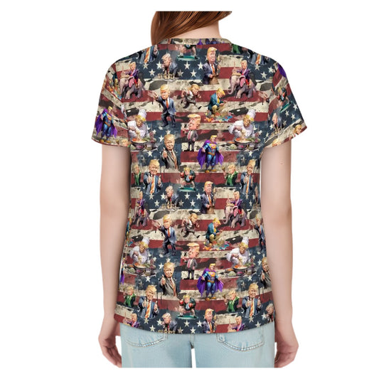 20 Donald Trump Design, Women’s Polyester Short Sleeve T-Shirts - Many Designs