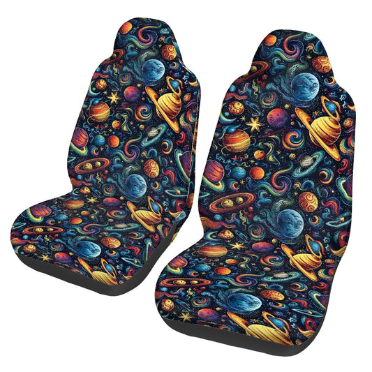 12 Galaxy / Outer Space Design, Set of 2 Front Auto Seat Cover