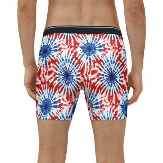 Tie-Dye Themed Men's Silky Polyester Extended Boxer Briefs Underwear