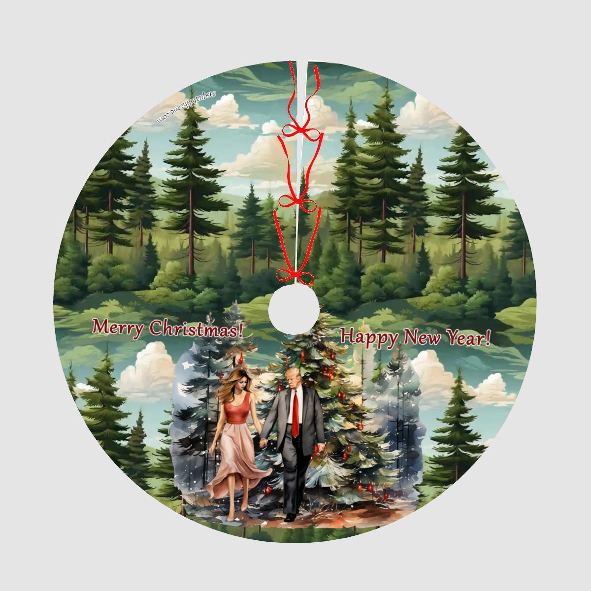 Donald & Melania Trump, Plush Christmas Tree Skirt – 3 Sizes