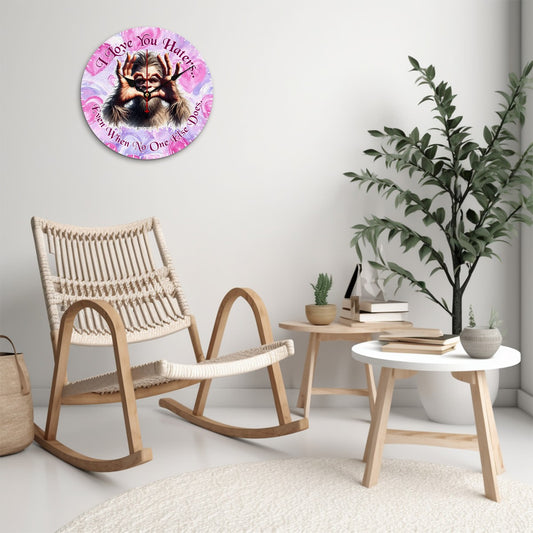Bigfoot Sasquatch "I love you haters.." Wooden Wall Clock