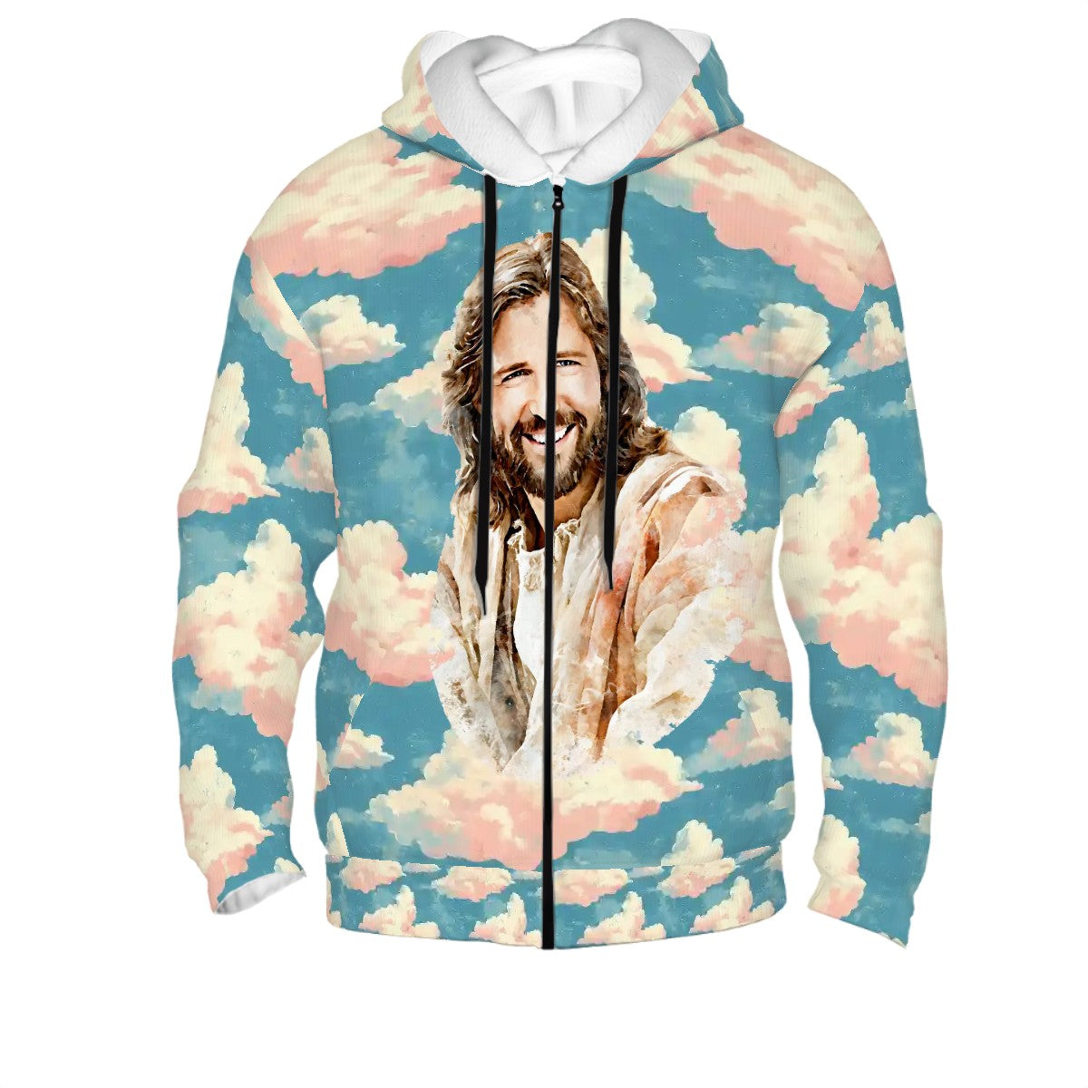Quote: "Jesus loves you..", Adult Zip Up Hoodie