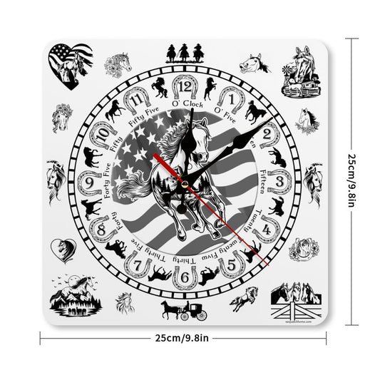 Horse Design Square Wall Clock