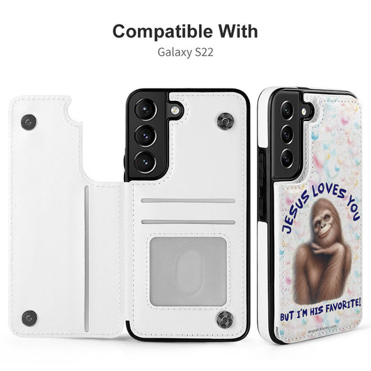 "Jesus Loves You..." Sasquatch, Bigfoot, Samsung S22 Cell Phone Case / Folding Wallet