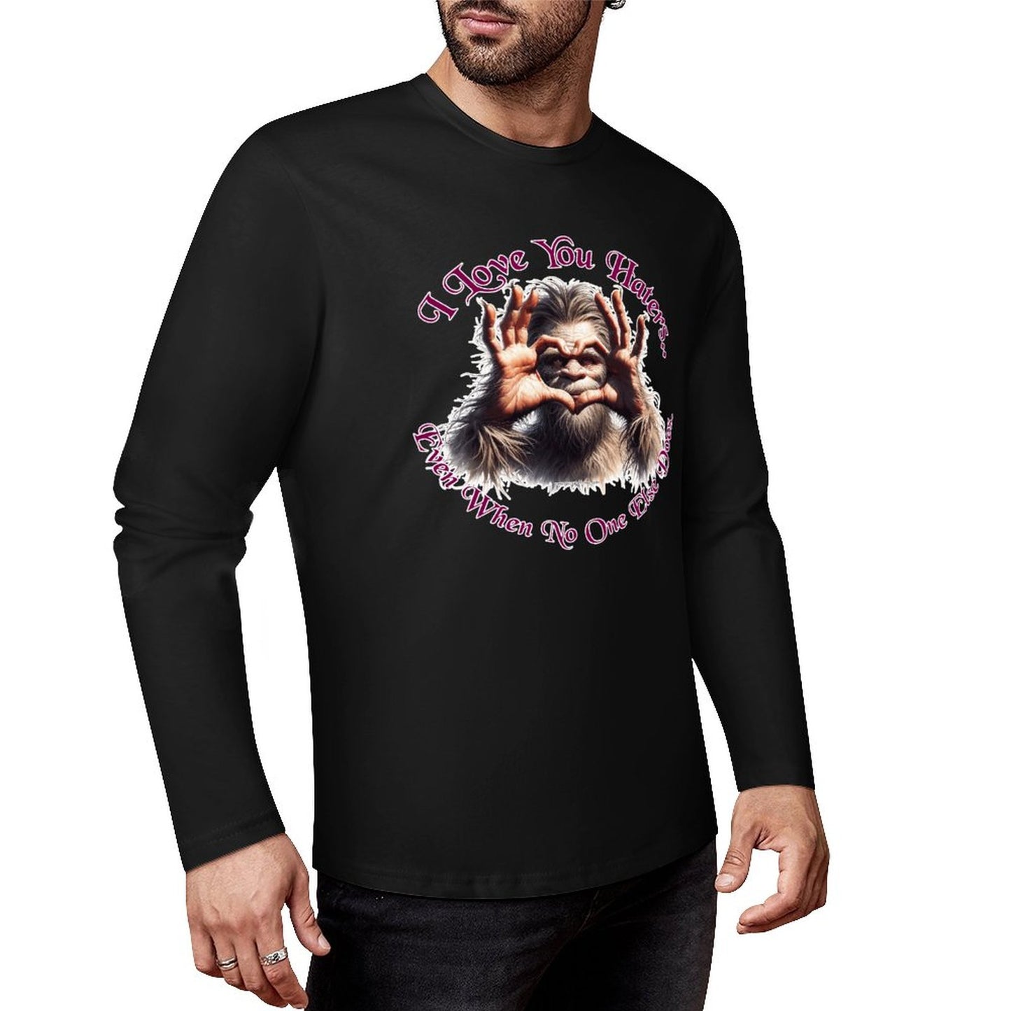 Bigfoot - Sasquatch "I love you.", Cotton Unisex Long Sleeve T-shirt